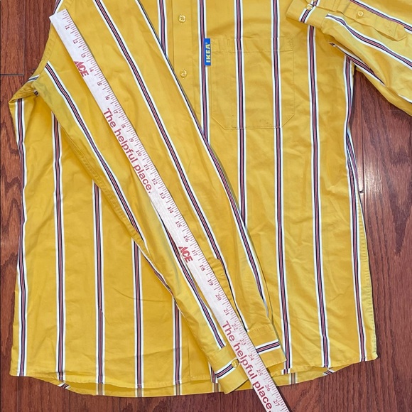 IKEA Employee Uniform Work Yellow Striped Button Dress Shirt Size Medium Large - Picture 7 of 11